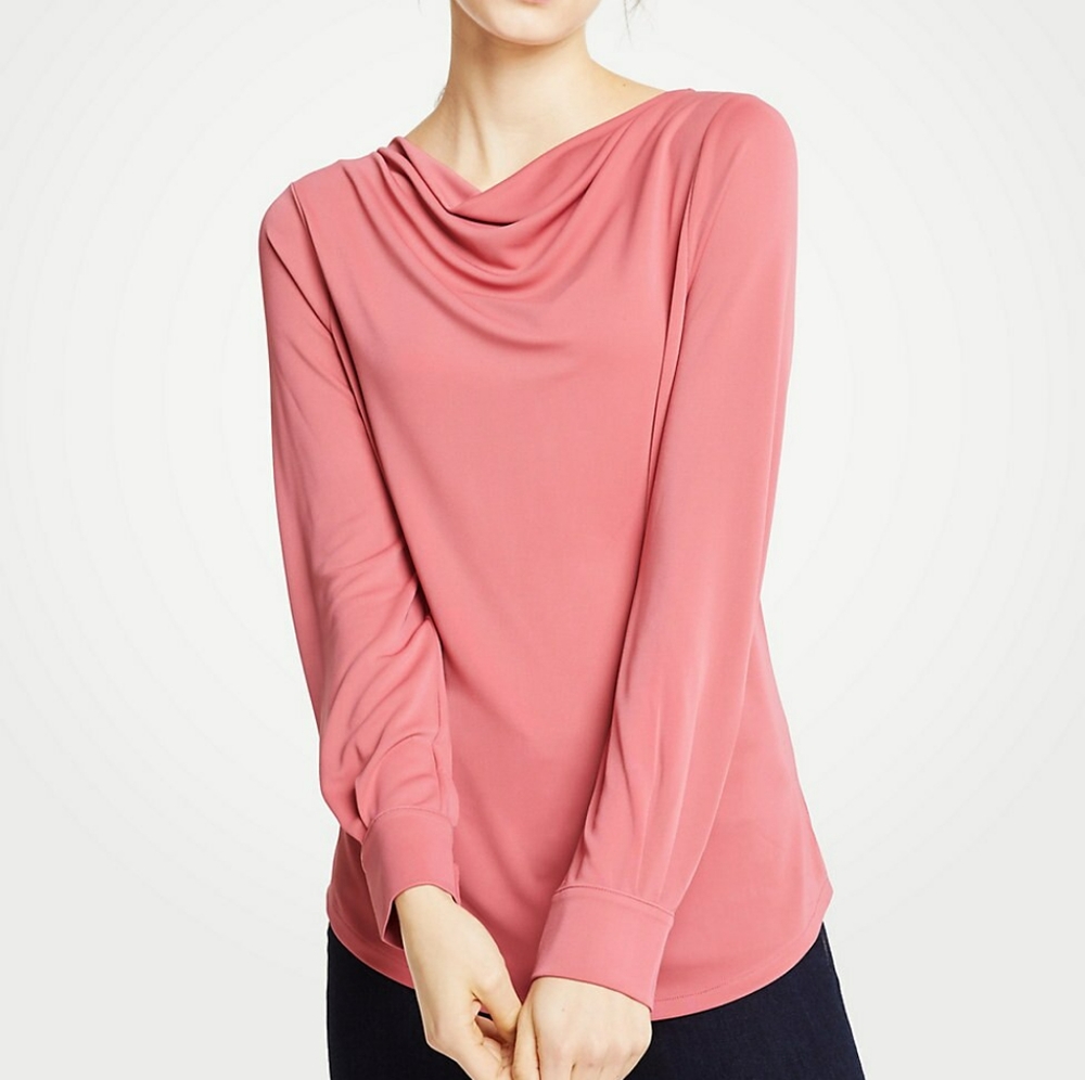 Ann Taylor Cowl Neck Long Sleeve Top